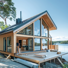 Fasadpartier gavelfönster nockfönster Naturfönster 3 glas trä aluminum vikdörrar skjutdörrar uterum