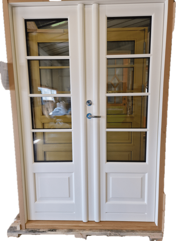 Verandadörr Ytterdörr vit pardörr spegeldörr med äkta spröjs