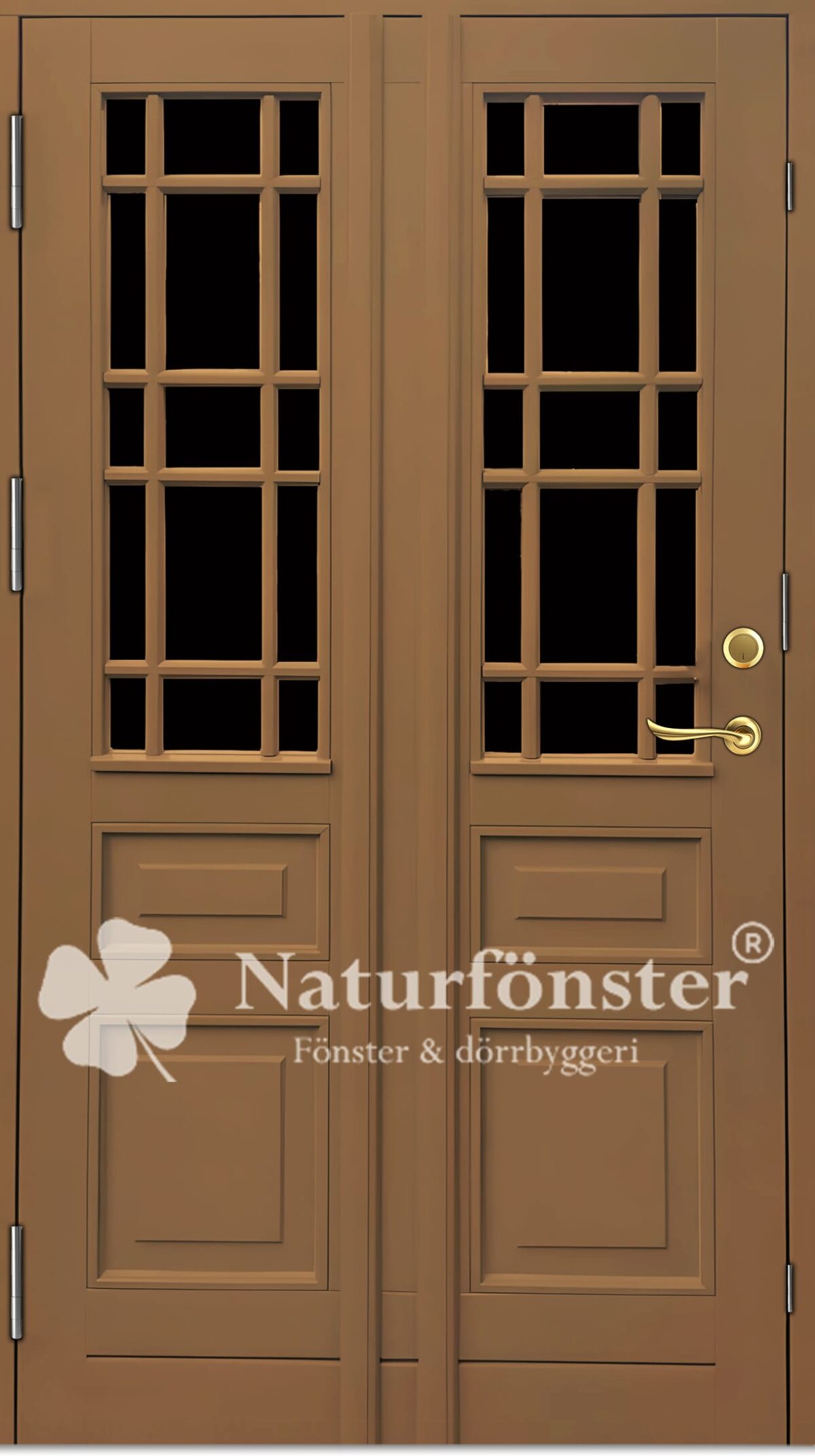 Gamla ytterdörrar med 4 dörrspeglar färg brunbeige bruna beige RAL 1011