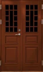 Klassisk ytterdörr med 4 dörrspeglar och 10 fält spröjs färg terracotta
