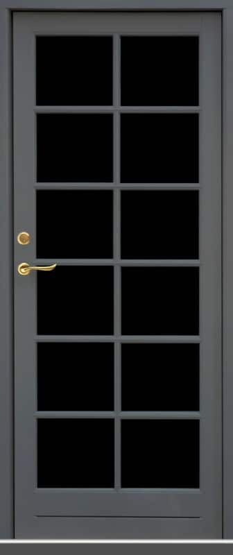 Ljusgrå Ytterdörr helglas Söraby kultur 51 med äkta spröjs