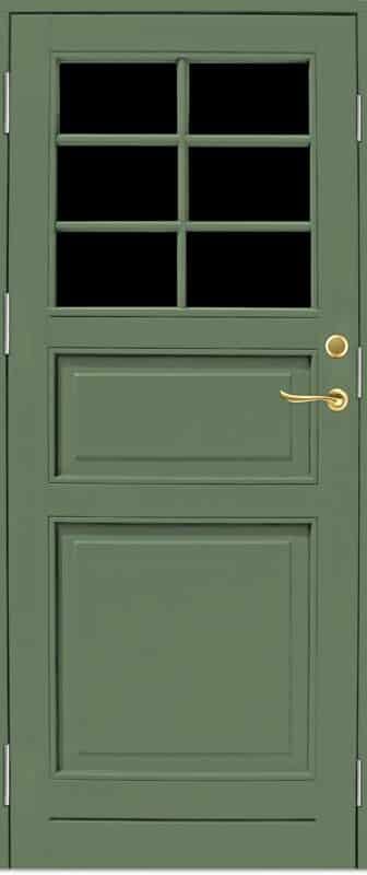 Ljusgrön ytterdörr glas spröjs