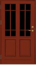 Ytterdörr med fönster 2 dörrspeglar och 6 spröjs Terracotta-5040-y70r