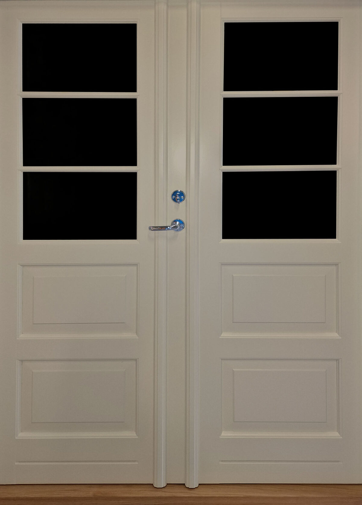 Ljust beige Dörr trä dubbel med glas spröjs