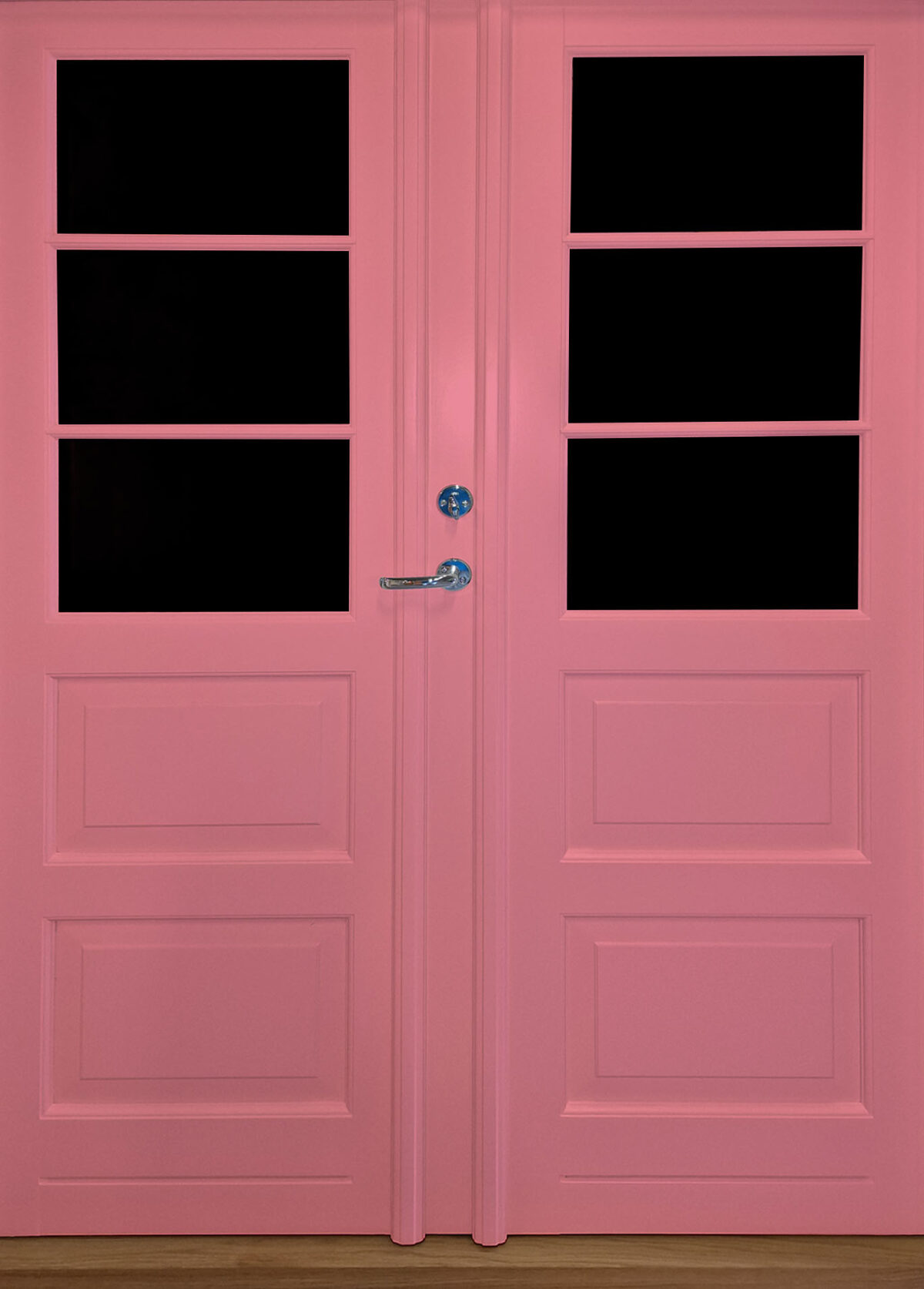 Pink rosa Dörr trä dubbel med glas spröjs