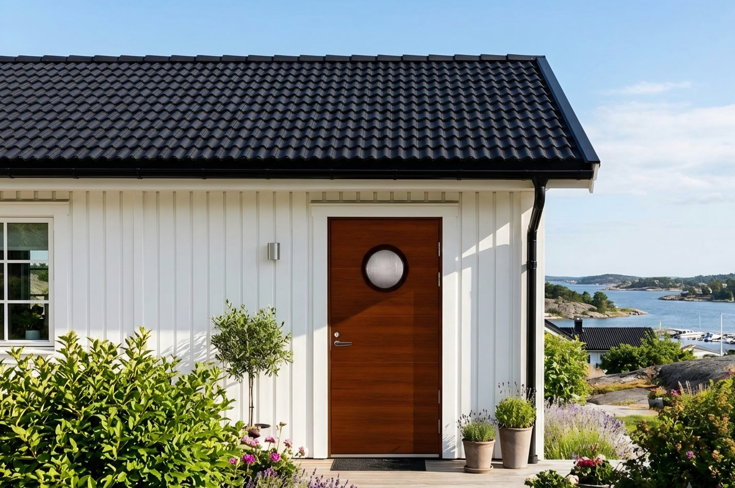 Ytterdörr oljad Valnöt Naturell runt fönster